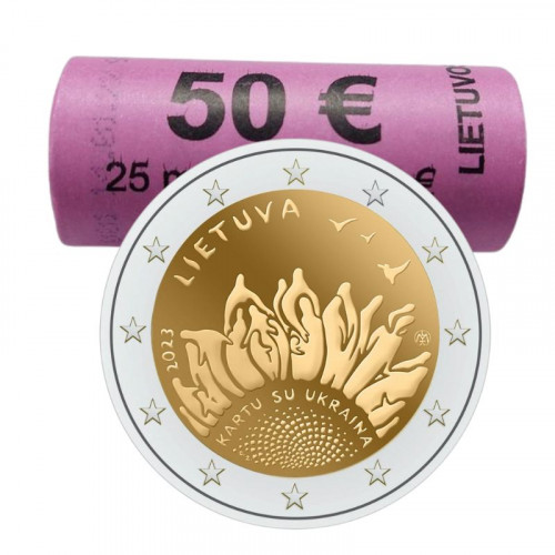 Lietuvas 2 Eiro piemiņas monēta - Kopā ar Ukrainu (2023) (2x25 gab)