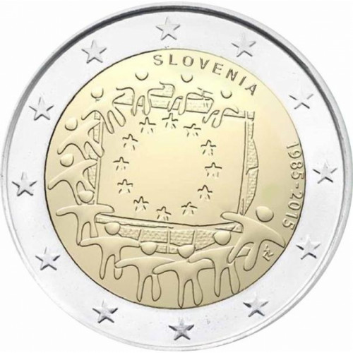 Slovēnijas 2 Eiro piemiņas monēta - Eiropas Savienības karogam 30 (2015)