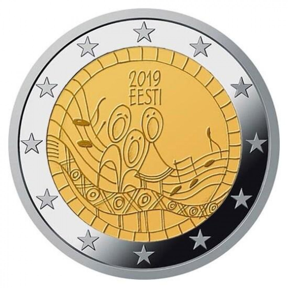 Igaunijas 2 Eiro piemiņas monēta - Laupidu - Dziesmu svētku 150. gadadiena (2019)
