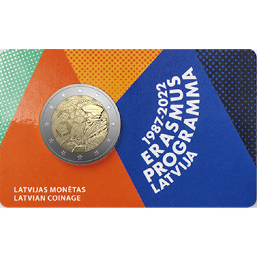 Latvijas 2 Eiro piemiņas monēta - Erasmus (2022) BU