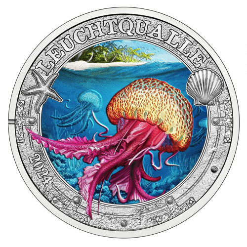 3 Eiro monēta - Spilgtā jūras dzīve - 6 Violetā medūza