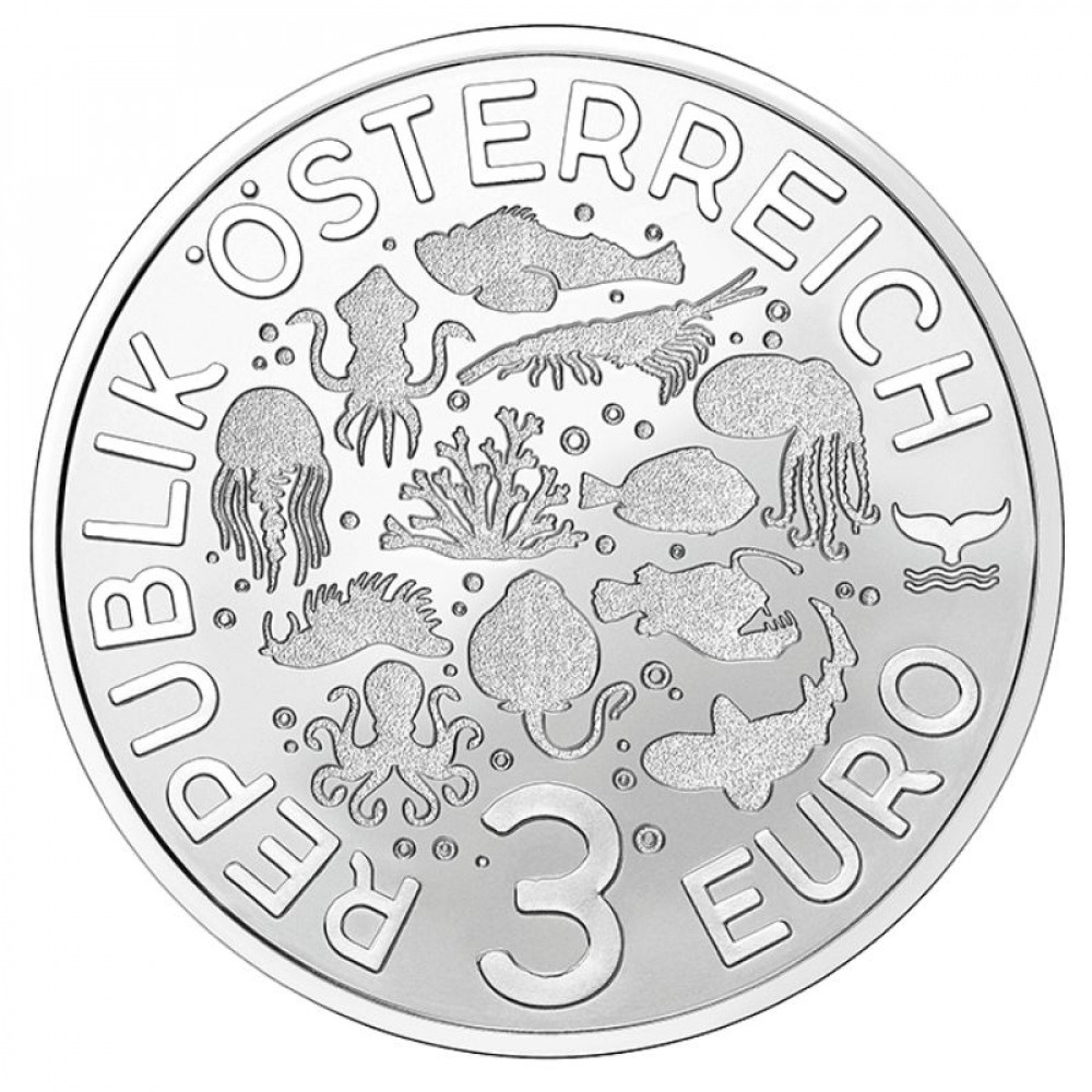 3 Eiro monēta - Spilgtā jūras dzīve - 6 Violetā medūza