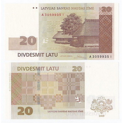 Latvijas 20 Latu Banknote