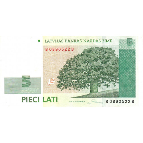 Latvijas 5 Latu Banknote