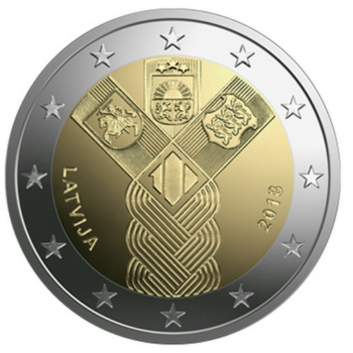 Latvijas 2 Eiro piemiņas monēta - Baltijas valstīm 100 (2018)