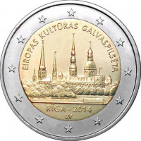 Latvijas 2 Eiro piemiņas monēta - Eiropas Kultūras Galvaspilsēta Rīga 2014 Latvijas 2 Eiro piemiņas monēta - Eiropas Kultūras Galvaspilsēta Rīga 2014
