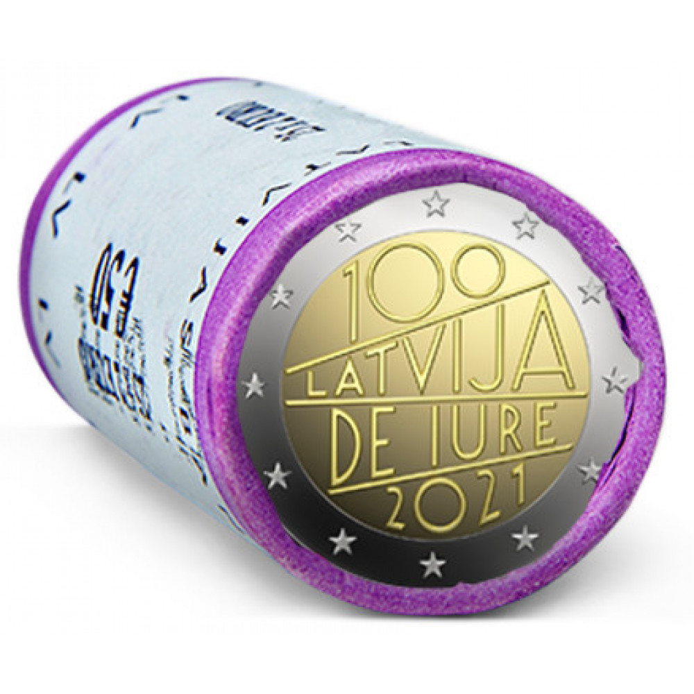 Latvijas 2 Eiro piemiņas monēta - Latvija de iure 100 (2021) (2x25 gab)