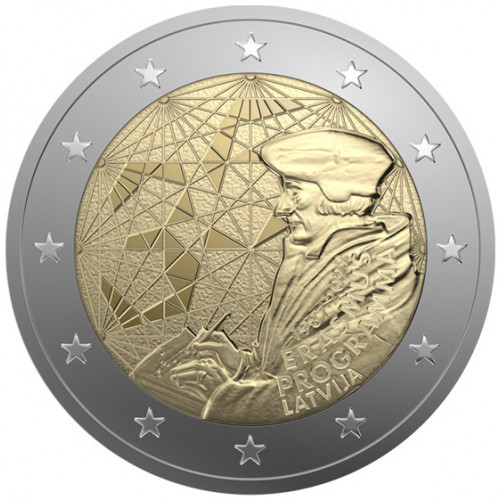 Latvijas 2 Eiro piemiņas monēta - Erasmus (2022)