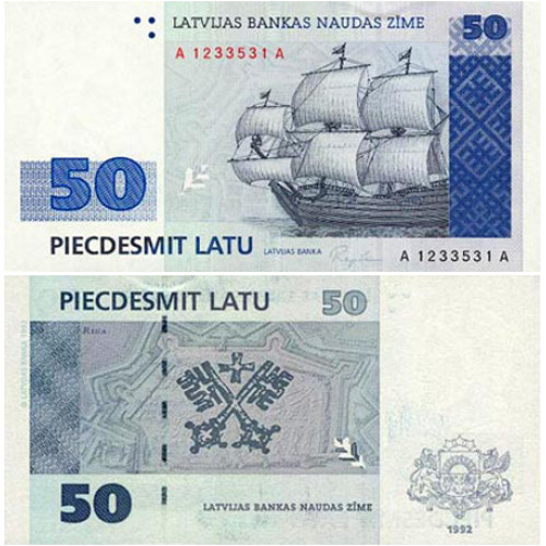 Latvijas 50 Latu Banknote
