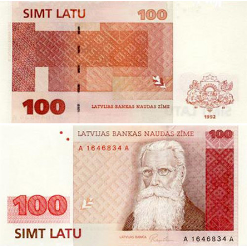 Latvijas 100 Latu Banknote 1992