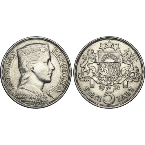 Sudraba Monēta - Latvijas Sudraba 5-latnieks 25 g, 835