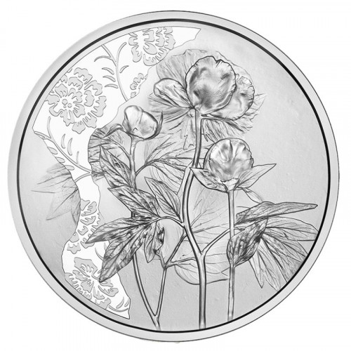 Sudraba monēta - Ziedu valoda - Peonija 16,82 g, 925