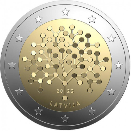 Latvijas 2 Eiro piemiņas monēta - Finanšu pratība (2022) BU