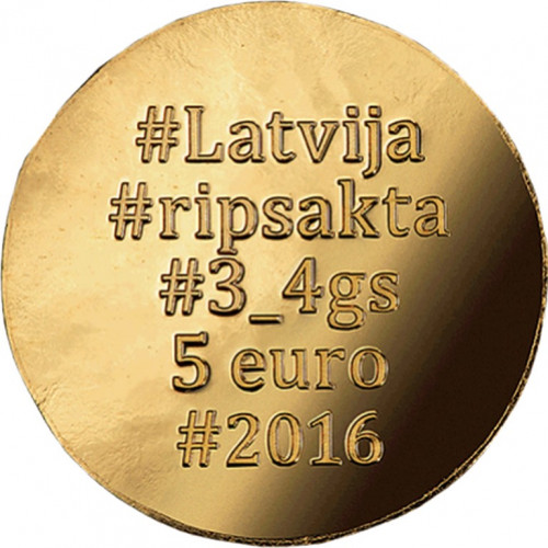 Zelta kolekcijas monēta - Zelta saktas. Ripsakta 3.10 g, 999.9