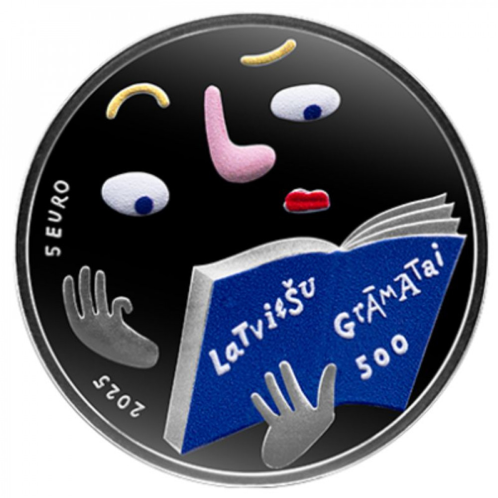 Latvijas Bankas kolekcijas monēta - Latviešu grāmatai 500, 22 g, 999