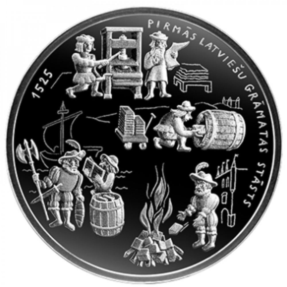 Latvijas Bankas kolekcijas monēta - Latviešu grāmatai 500, 22 g, 999