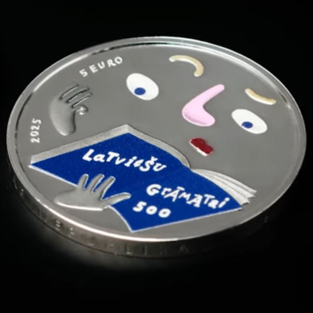 Latvijas Bankas kolekcijas monēta - Latviešu grāmatai 500, 22 g, 999
