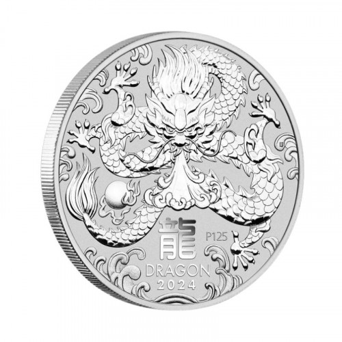 Sudraba monēta rāmī — Austrālijas Lunārs 2024 — Pūķa gads 1/2 oz, 999.9