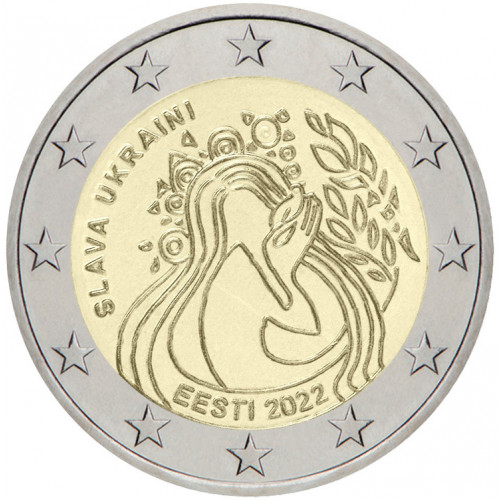 Igaunijas 2 Eiro piemiņas monēta - Slava Ukraini (2022) (2x25 gab)