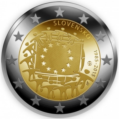 Slovākijas 2 Eiro piemiņas monēta - Eiropas Savienības karogam 30 (2015)