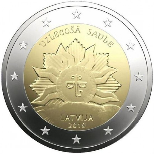 Latvijas 2 Eiro piemiņas monēta - Uzlecošā saule (2019) BU