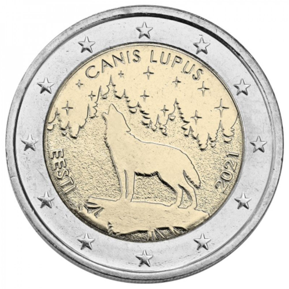 Igaunijas 2 Eiro piemiņas monēta - Vilks (Canis Lupus) (2021)