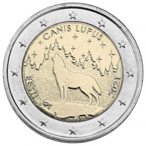 Igaunijas 2 Eiro piemiņas monēta - Vilks (Canis Lupus) (2021)